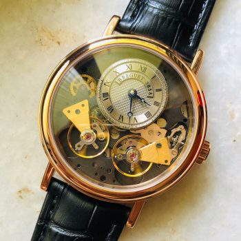Breguet Tradition Rose Gold Black Leather Straps 7057 B B – Openwork