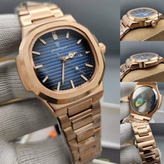 POEDAGAR Nautilus Rosegold Blue Dial