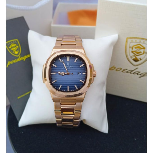POEDAGAR Nautilus Rosegold Blue Dial