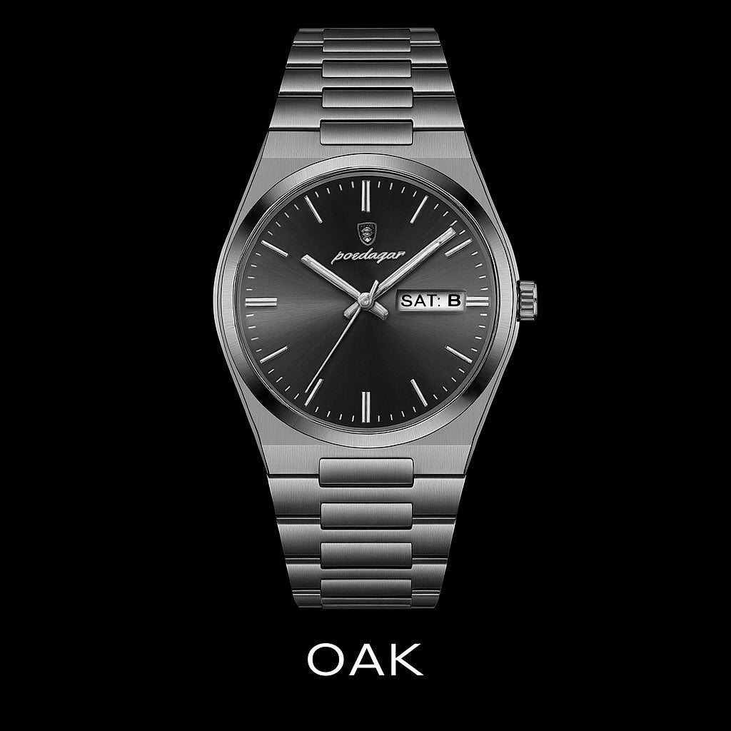 Poedagar Ultra-Thin Men’s Day-Date Calendar Watch Black Dial