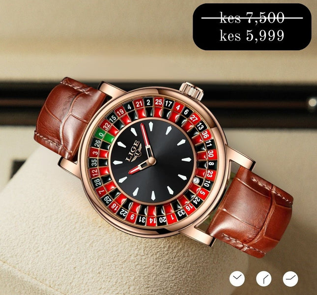 Lige Roulette Game Dial Fashion Mens Watch Waterproof