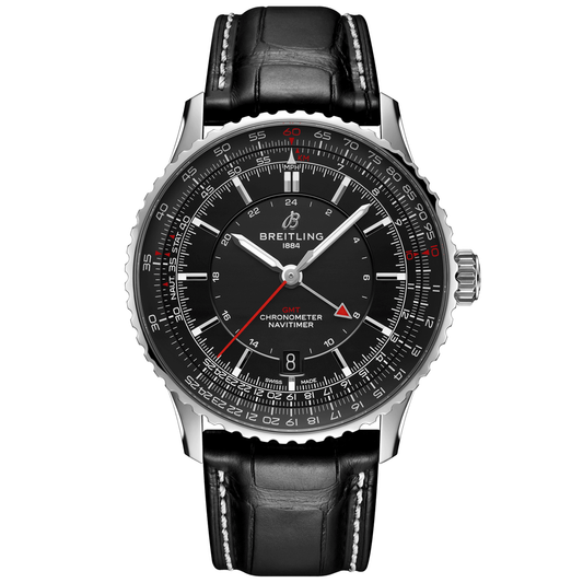 Breitling Navitimer GMT 41mm Black Dial Men's Automatic Strap Watch
