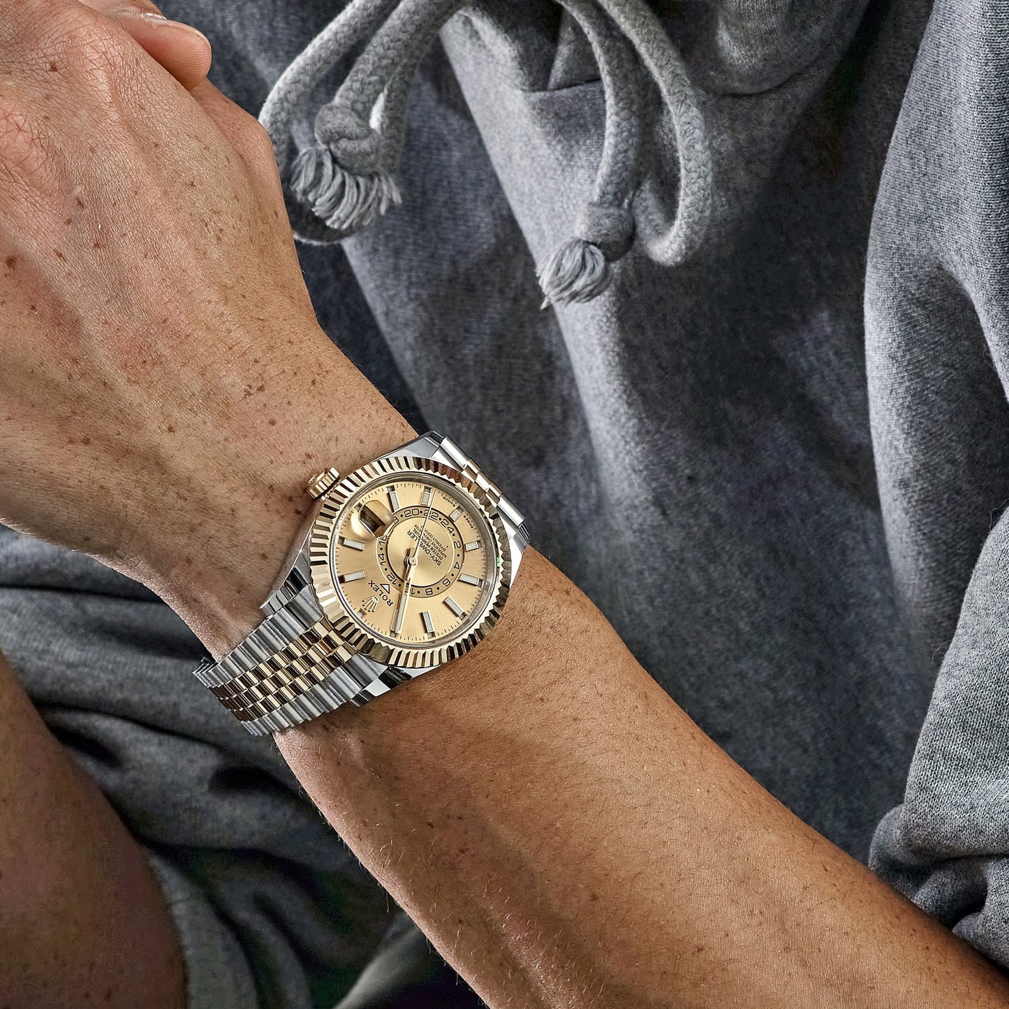 Rolex Sky-Dweller Steel Gold Jubilee Champagne